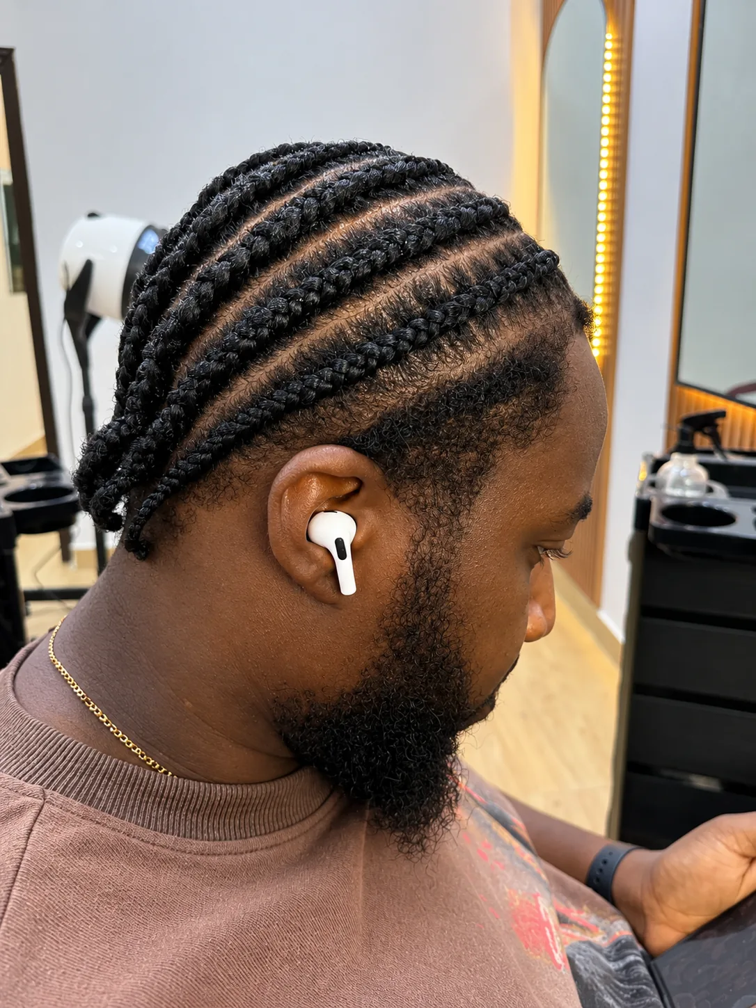 Natural hair braids finished without tension on the hairline